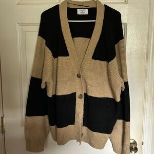 Black and Tan Striped Cardigan
